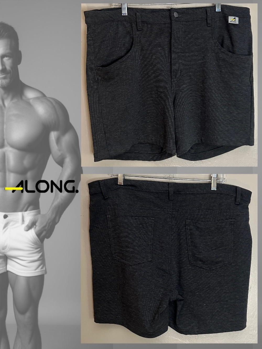 Along Stretch Shorts XL 40-44" waist 5" inseam Gently worn Cotton/spandex blend